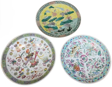 Three Chinese Porcelain Chargers
