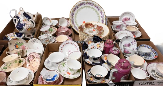 Eight Box Lots of Mostly English Porcelain and Lustreware