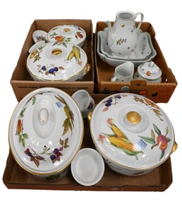 Three Tray Lots of Tiffany and Worcester Porcelain Services