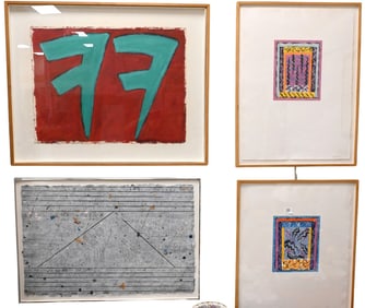 Four Large Framed Decorative Abstracts