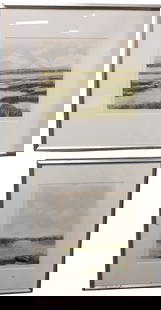 Four Framed Landscapes: Four Framed Landscapes to include Two Sheila Benow (American 1939-2012) "Autumn Fences" edition 30/100 "Spring Fences" edition 35/100 along with two etchings of marshes and a boat, signed illegibly Aq