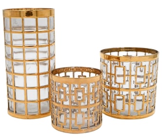 34 Piece Assembled Imperial Glass Co. Glassware Set in "Shoji" and "Toril de Oro"
