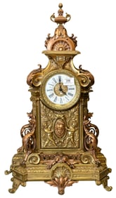 Louis XV Style Bronze and Brass Mantel Clock
