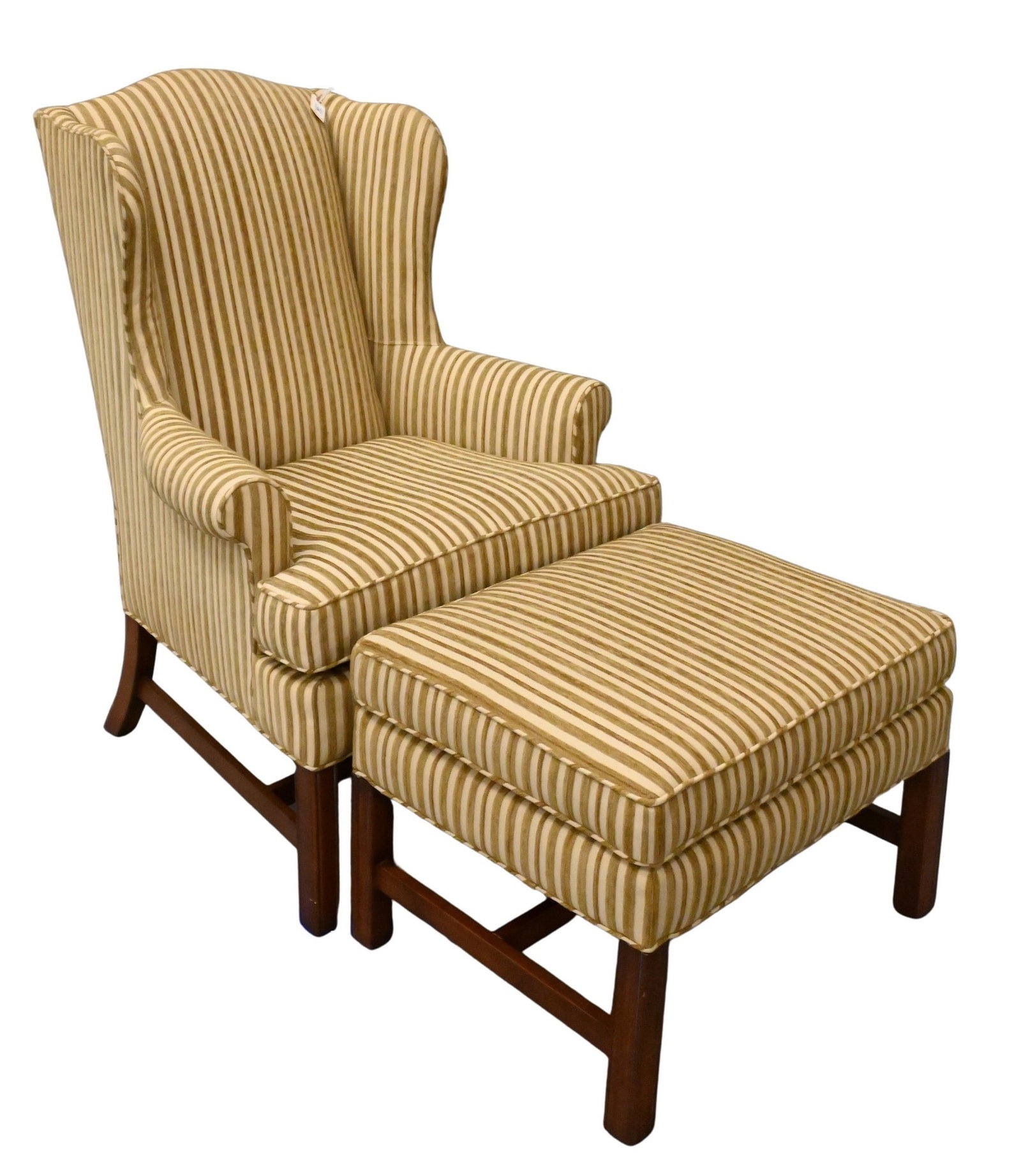 Hekman Upholstered Chair: Hekman Upholstered Chair along with ottoman, very clean height 43 inches, width 32 inches