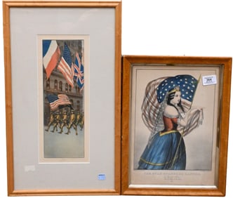 Two Patriotic Framed Lithographs