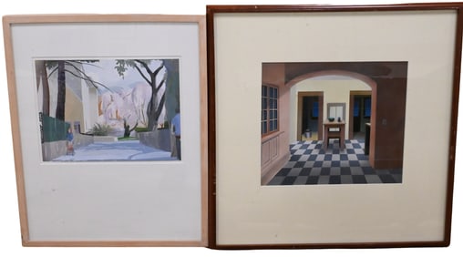 Four Decorative Framed Mixed Media Piece