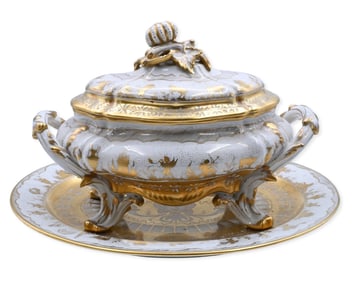 Atelier Le Tallec for Tiffany & Co.Hand-Painted Limoges Porcelain Tureen and Undertray in “Hor