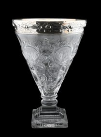 Tiffany & Co., Sterling Silver Mounted Cut Glass Trophy Vase
