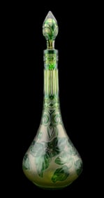 Stevens & Williams Green Cut to Yellow Cameo-Cut Decanter with Stopper