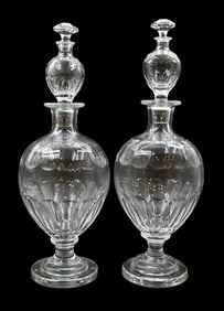 Pair of Baccarat Large Cut-Crystal Apothecary Jars