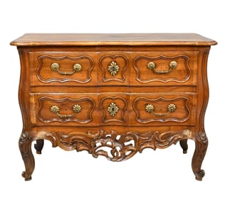 Louis XV Provincial Carved Walnut Commode