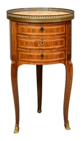Louis XVI Marble-Top Marquetry Bouillotte Table