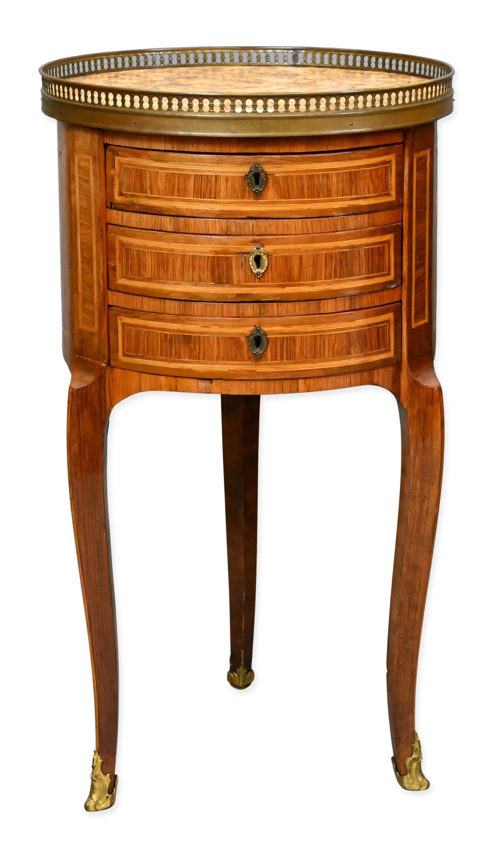 Louis XVI Marble-Top Marquetry Bouillotte Table (1 of 4)