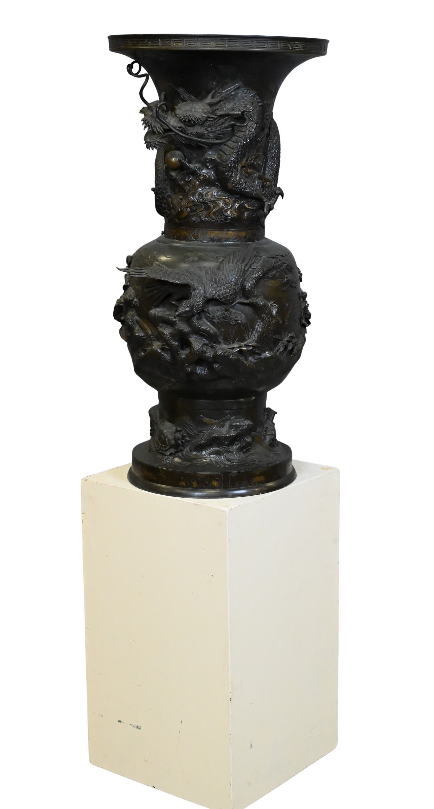 Monumental Japanese Meiji Cast Bronze Dragon Vase (1 of 7)