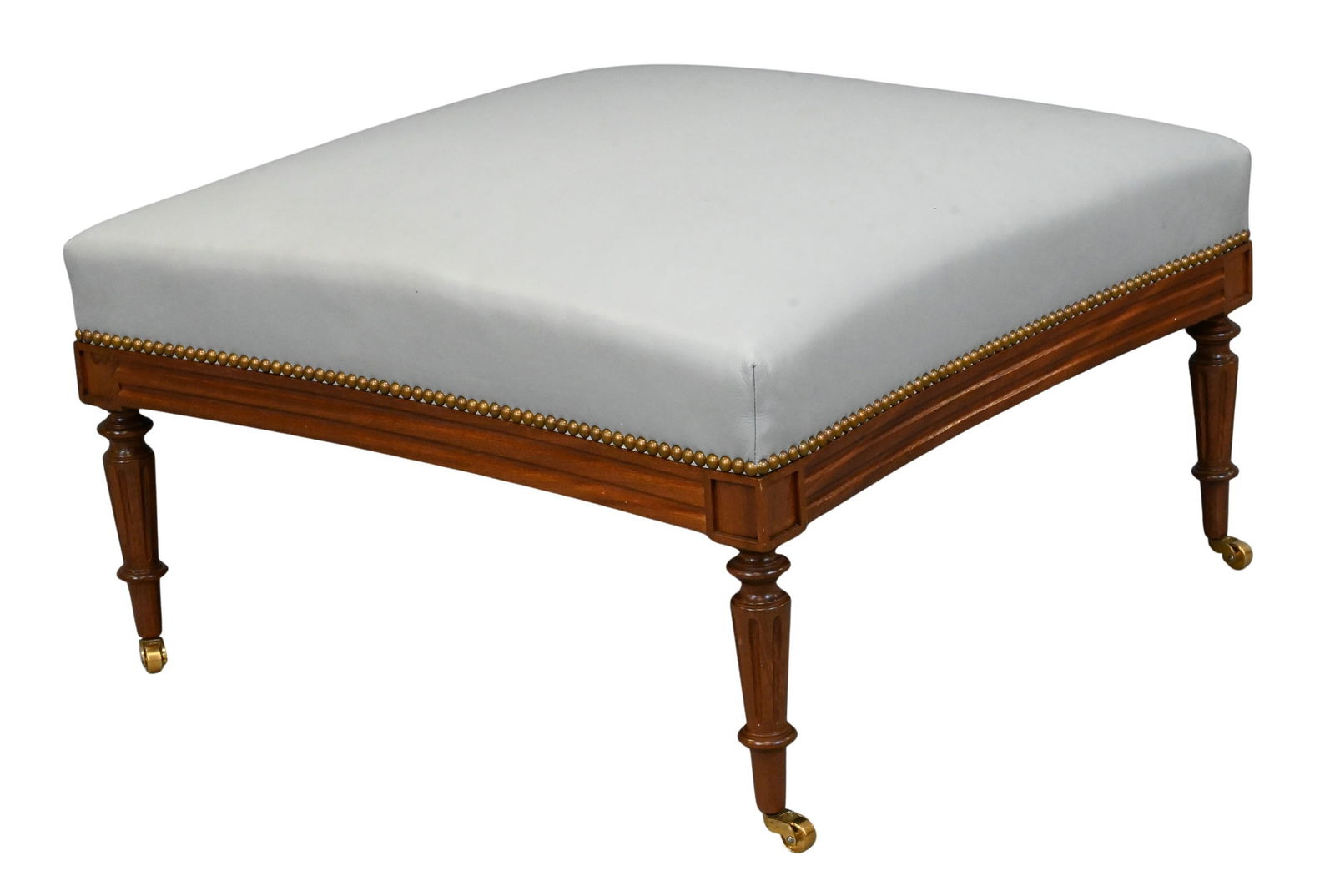 Custom Leather Upholstered Ottoman (1 of 4)