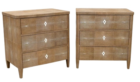 Pair of Lamberty Shagreen "Torino" Commodes
