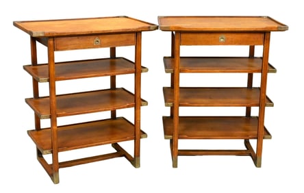 Pair of French Fruitwood and Brass-Mounted Étagères