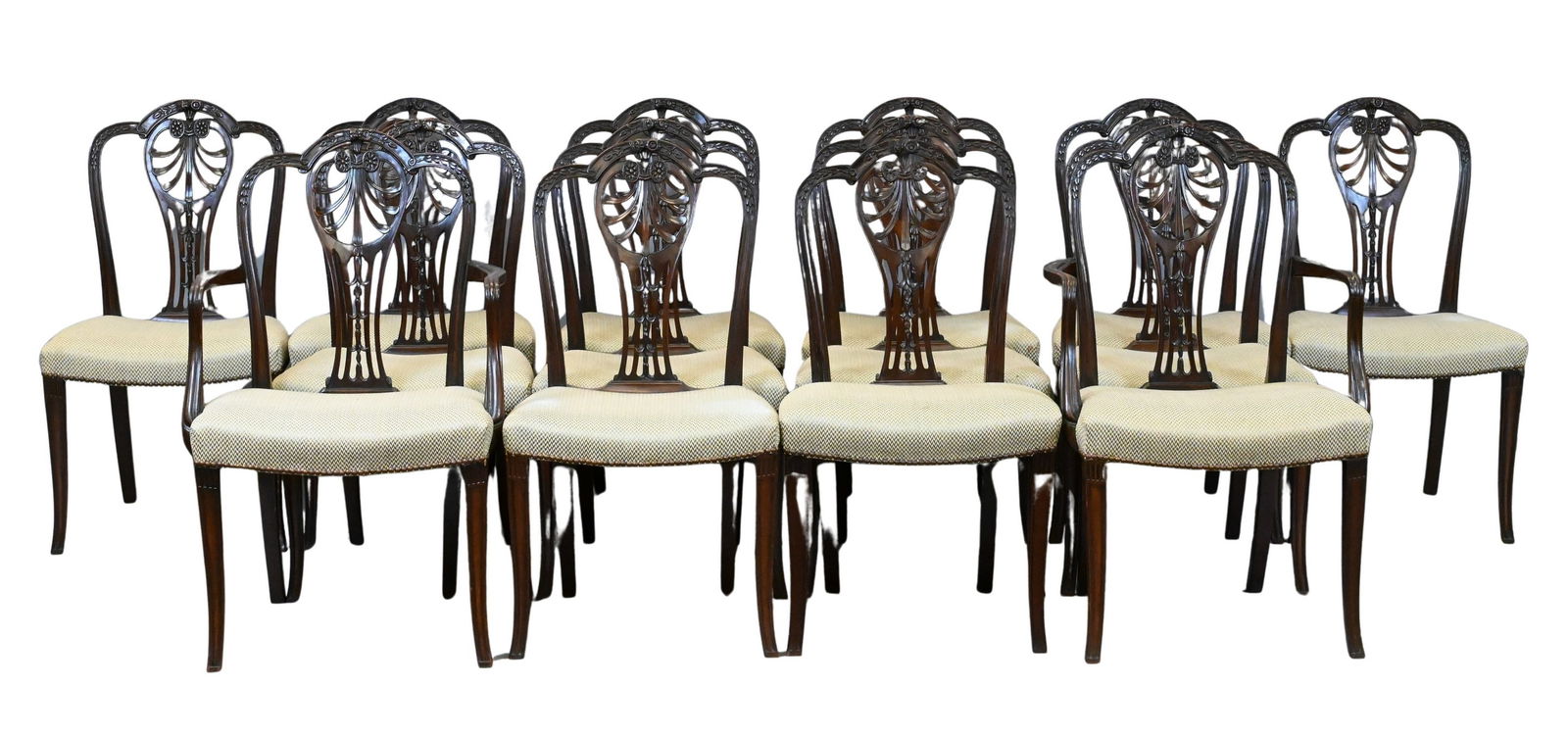 Set of Fourteen Adams Carved Mahogany Dining Chairs (1 of 7)
