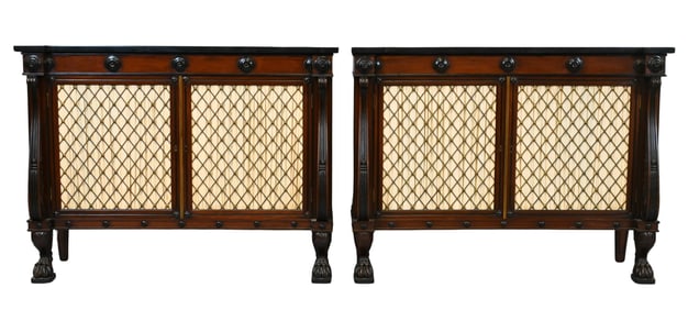 Pair of English Regency Carved Mahogany Chiffoniers