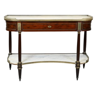 Louis XVI Mahogany & Marble Console Table