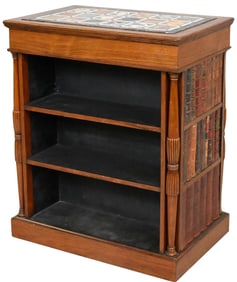 William IV Double-Sided Rosewood Bookcase with Marble Parquetry Top