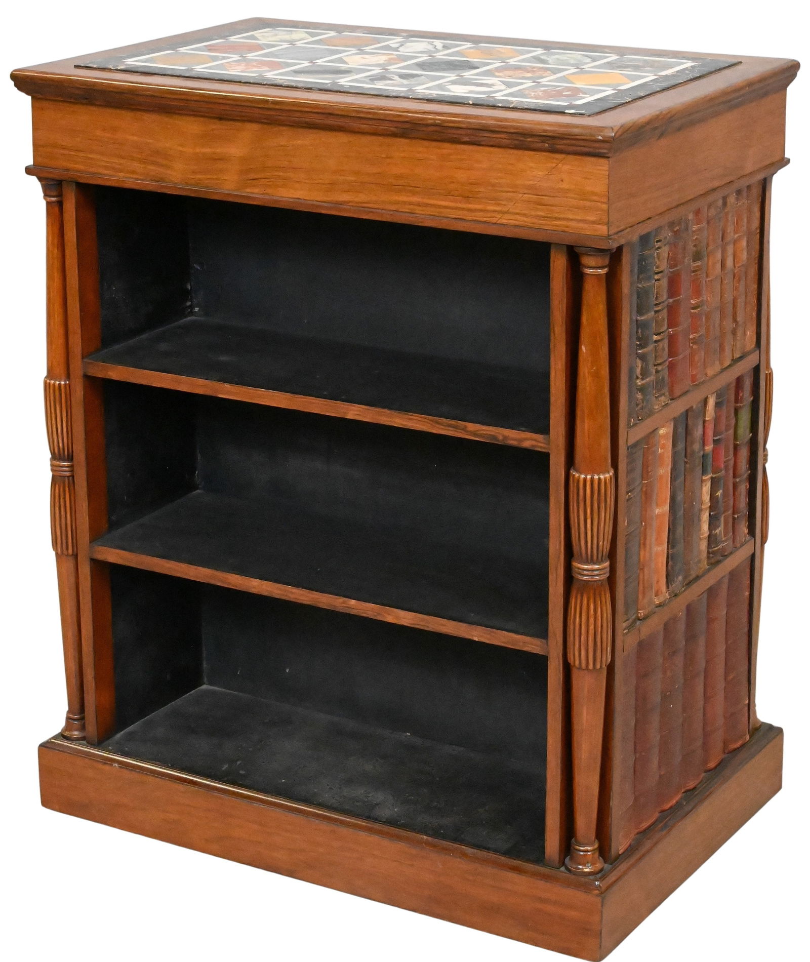 William IV Double-Sided Rosewood Bookcase with Marble Parquetry Top (1 of 6)
