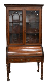 William IV Mahogany Cylinder Secretary Bookcase