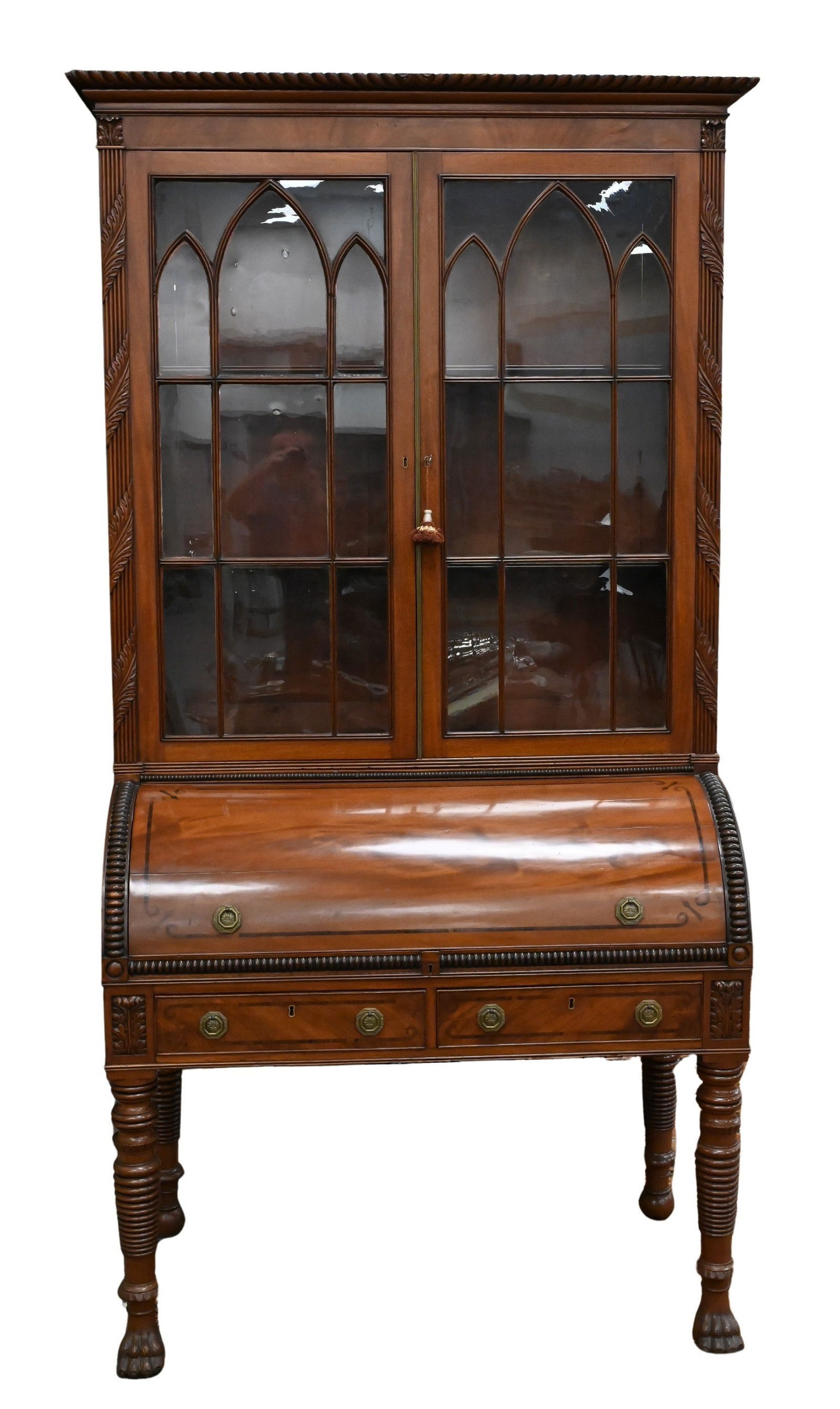 William IV Mahogany Cylinder Secretary Bookcase (1 of 5)