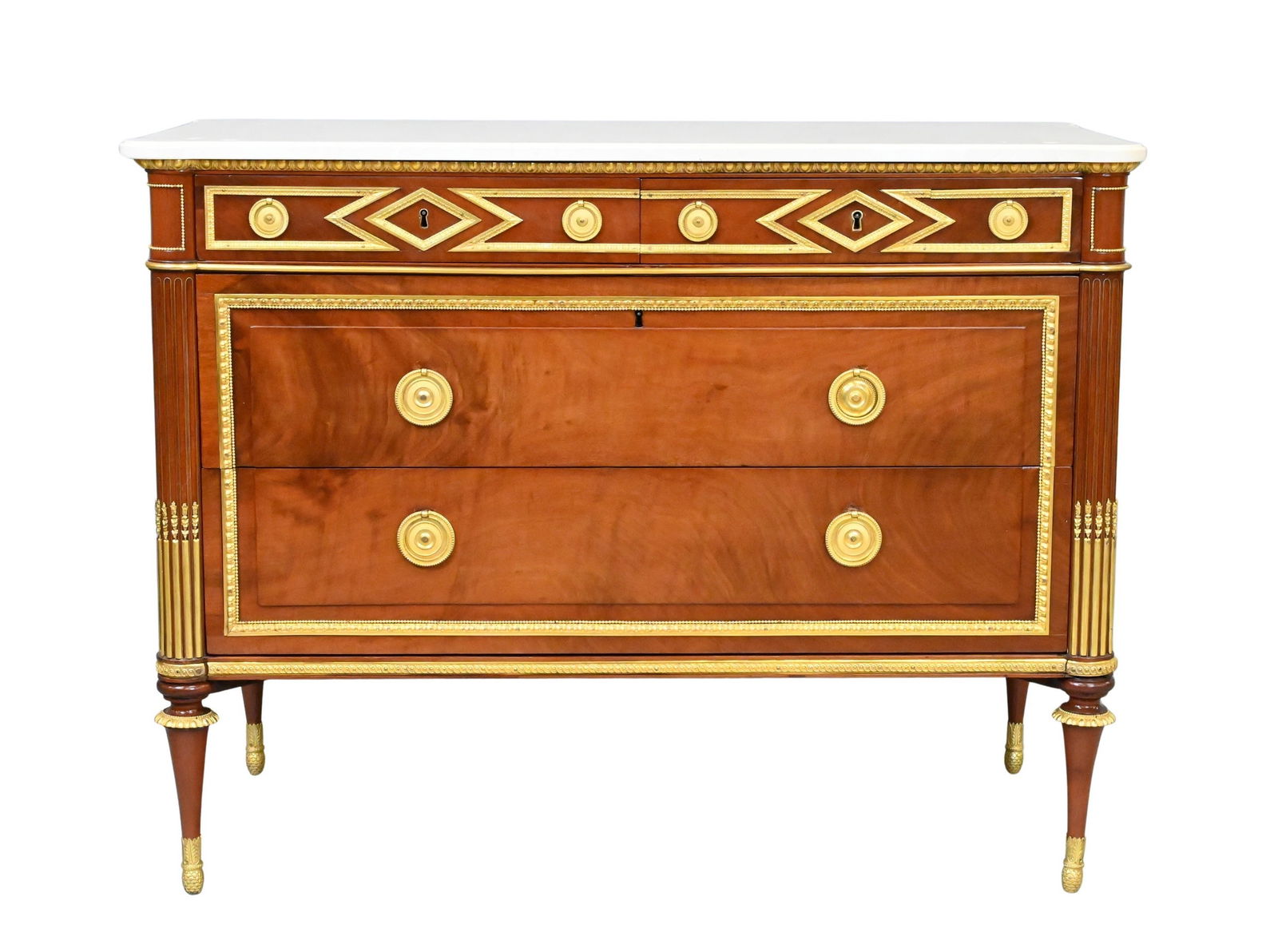 Attributed to Claude-Charles Saunier (French 1735-1807) Louis XVI Mahogany and Gilt-Bronze Mounted C (1 of 6)