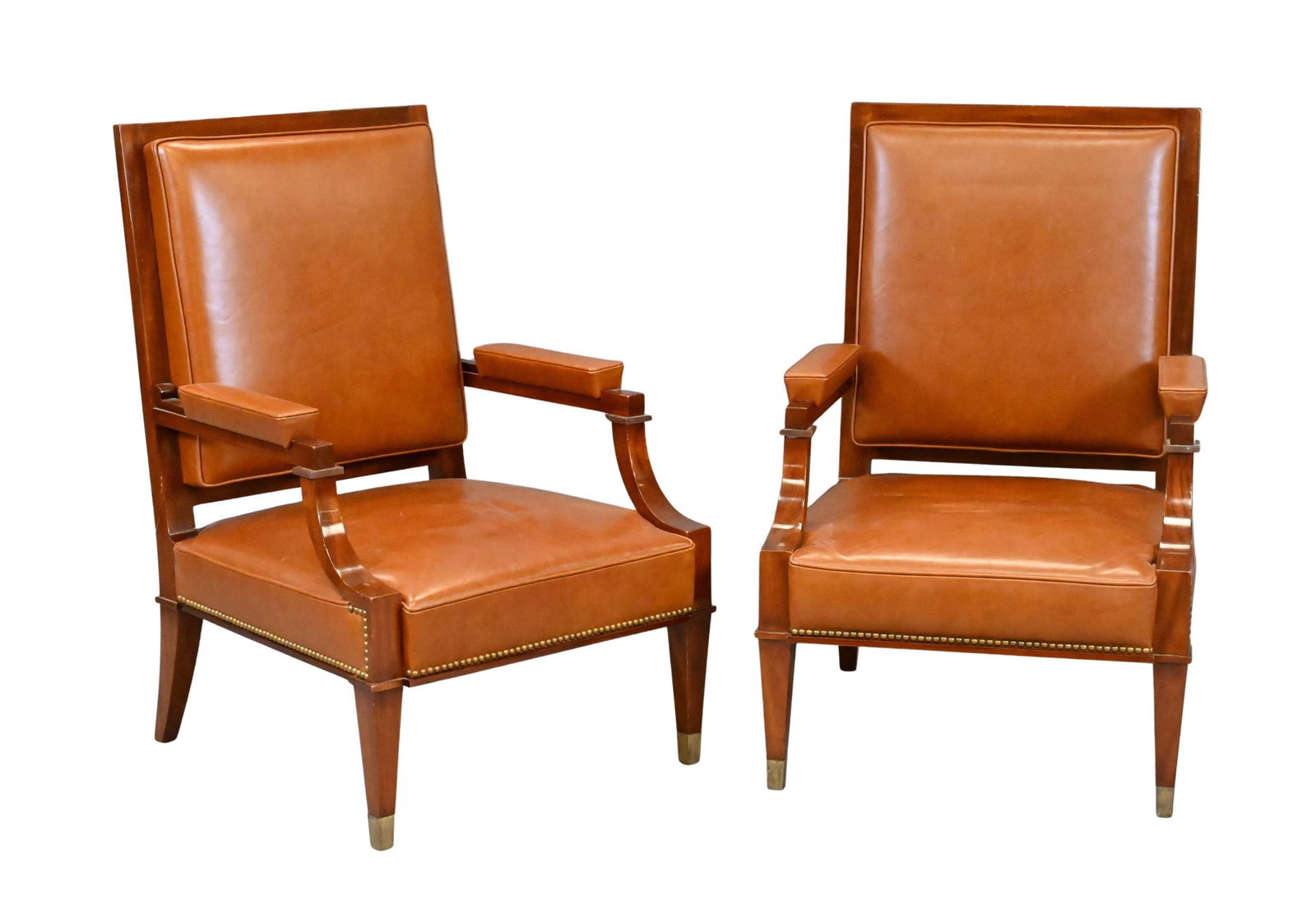 Pair of André Arbus (French 1903-1969) Mahogany Armchairs, circa 1947 (1 of 6)