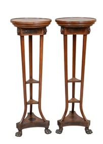 Pair of Mahogany Tripod Torchères