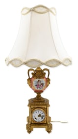 Julian Leroy Sèvres Porcelain and Gilt-Bronze Mantel Clock / Lamp