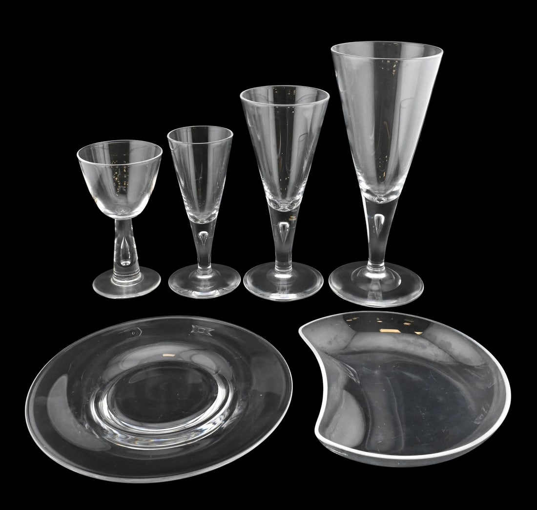 61 Piece Grouping of Steuben and Lalique Crystal Stemware (1 of 13)