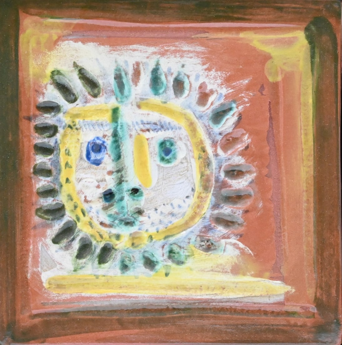 Pablo Picasso (Spanish 1881-1973) "Petit Visage Solaire" Glazed Terracotta Plaque (1 of 7)