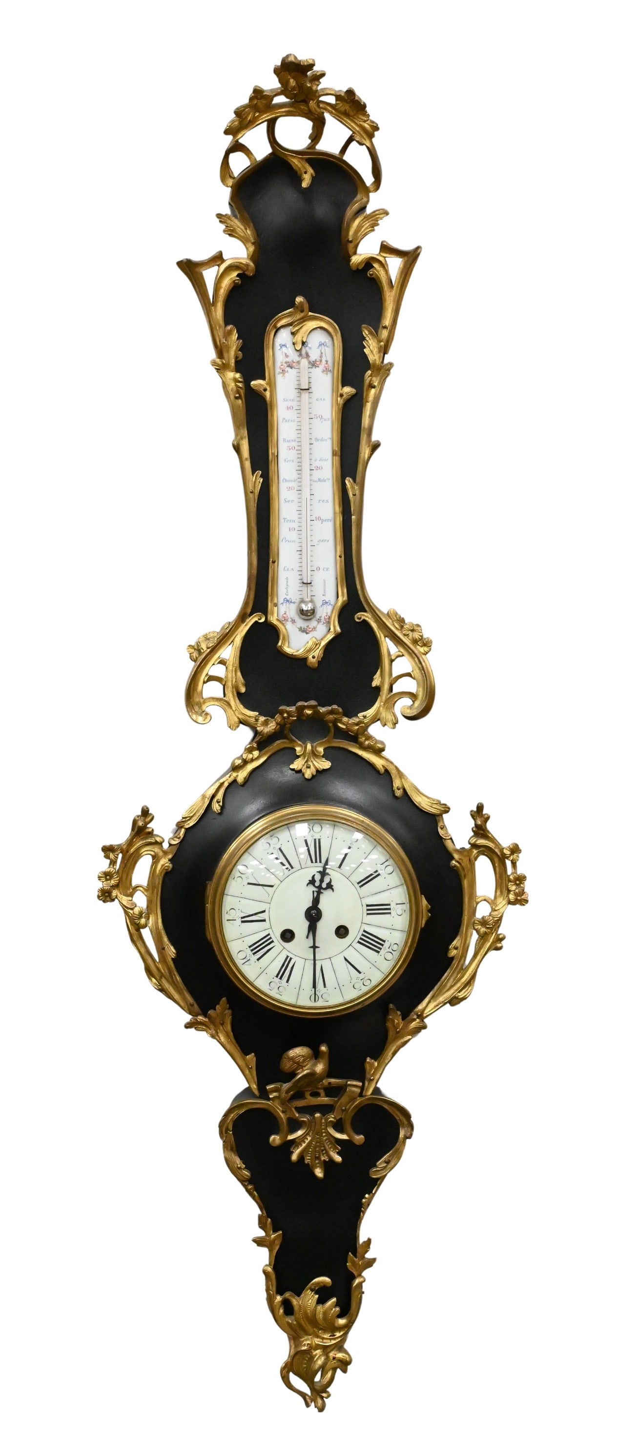 French Louis XV Cartel Clock and Thermometer (1 of 6)