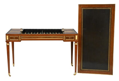 Signed Georges Jacob French Directoire Brass-Mounted Cuban Mahogany “Tric-Trac” Games Ta