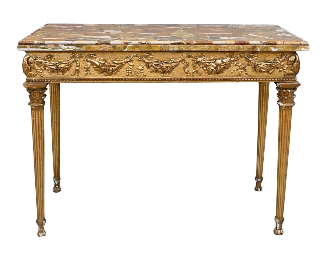 Louis XVI Giltwood Console Table With Breccia Marble Top (1 of 7)