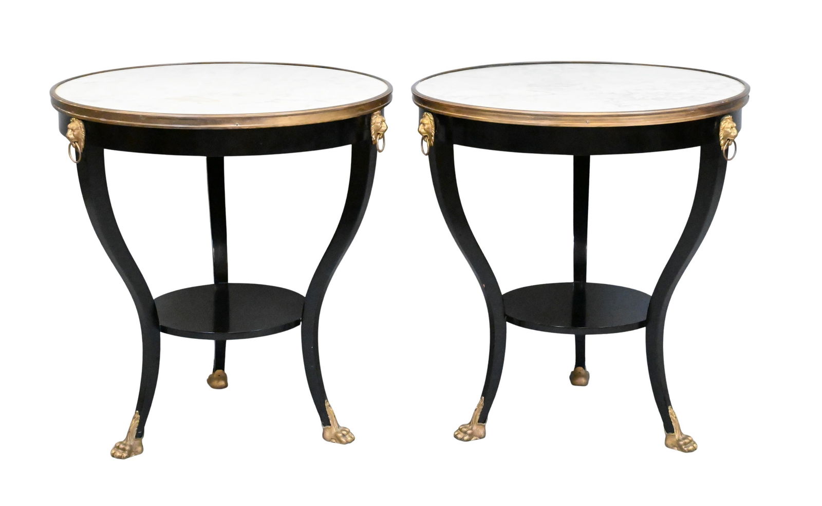 Pair of Signed Maison Jansen Directoire Ebonized and Gilt-Bronze Mounted Gueridon Tables (1 of 8)
