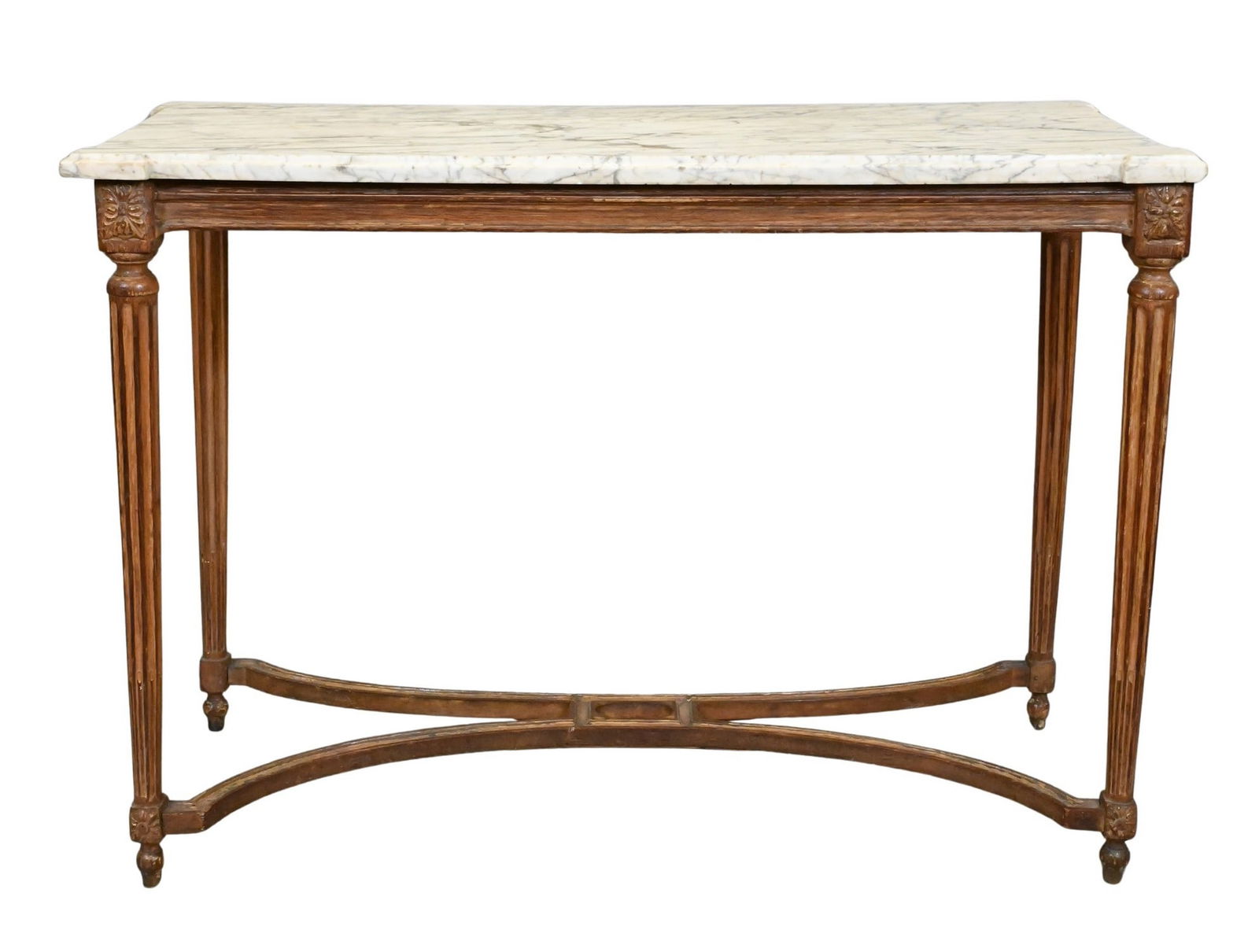 Marble-Top Oak Neoclassical Hall Table (1 of 5)