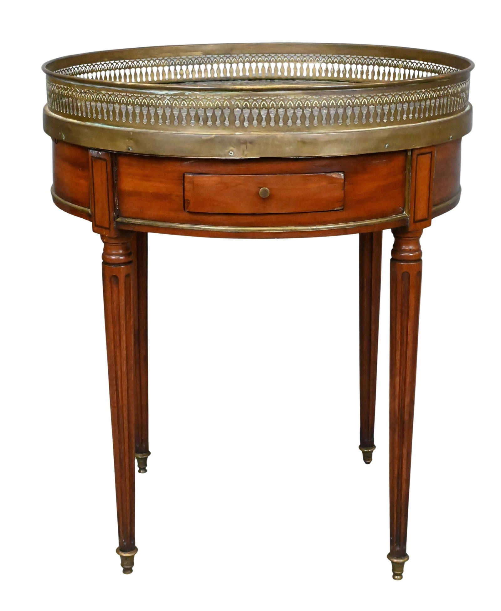 Louis XVI Marble Top Mahogany Bouillotte Table (1 of 5)