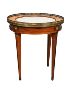 Louis XVI Marble Top Mahogany Bouillotte Table