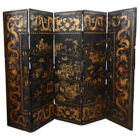 Chinese Export Lacquer Six-Panel Screen