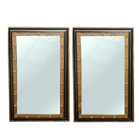 Near Pair of French Art Moderne Gilt and Ebonized Mirrors