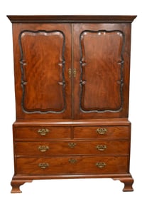 George II Mahogany Linen Press in Two Parts