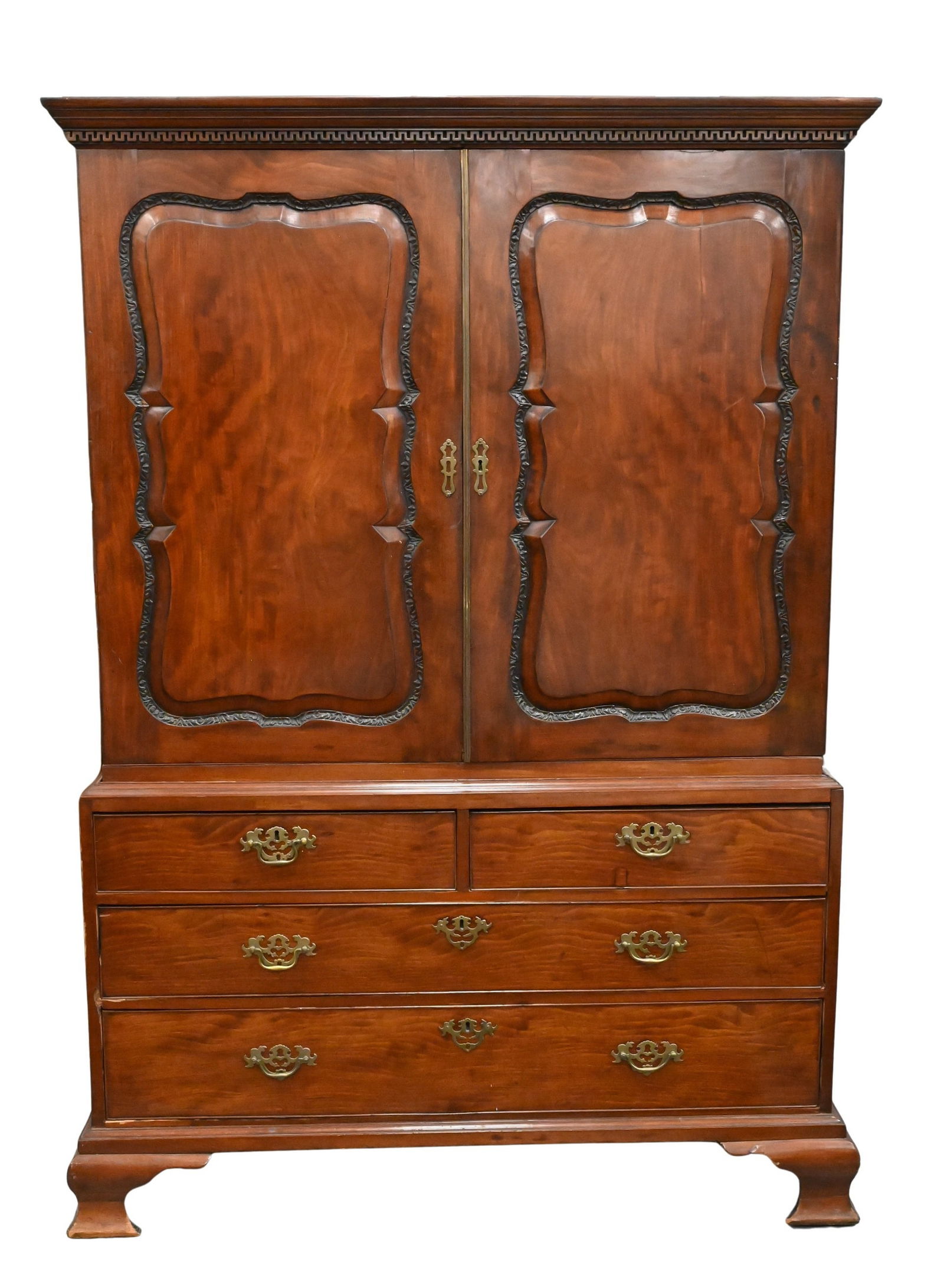 George II Mahogany Linen Press in Two Parts (1 of 4)