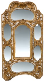 Monumental Continental Rococo-Style Giltwood Mirror