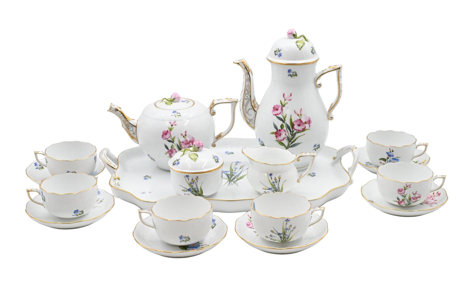 17 Piece Herend “Bermuda?? Pattern Tea and Coffee Service (1 of 6)