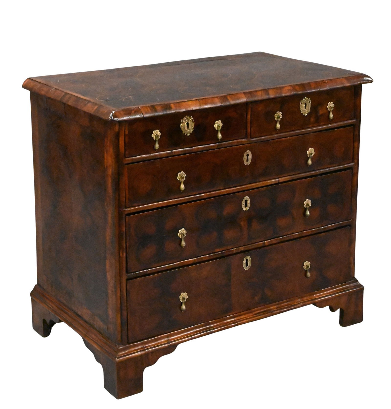 William & Mary Oyster-Veneered Walnut Chest of Drawers (English, circa 1712) (1 of 7)