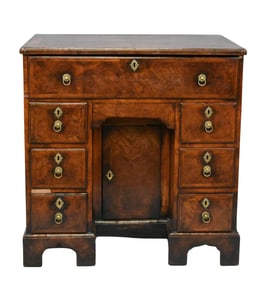 George I Burl Walnut Kneehole Desk