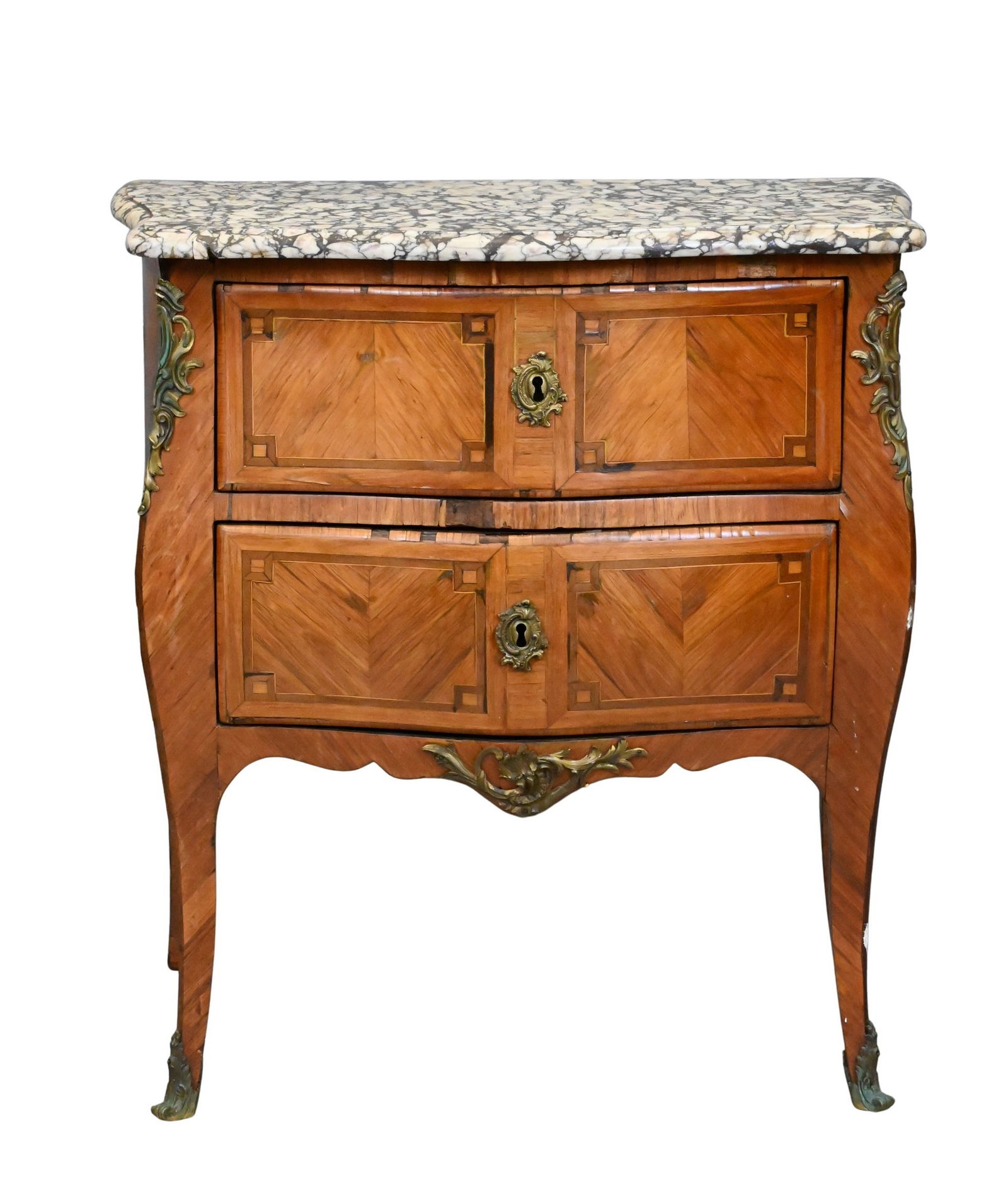 Louis XV Kingwood and Marble-Top Commode (1 of 6)